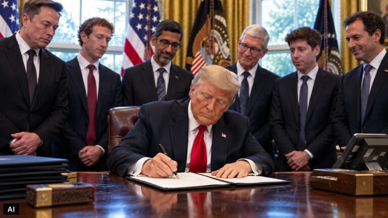 Trump ribattezza l’AI «Super Intelligence» e stringe un accordo con i big della tecnologia